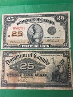 Pair Of 25 Cent Shinplasts Dated July 2, 1923
