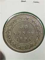 1894 (f15) Nfld Silver 50 Cent Coin