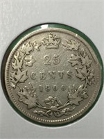 1900 (f15) Canadian Silver 25 Cent Coin