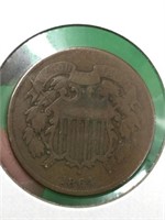 1864 U.s. Two Cent Coin