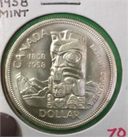 1958 Canadian Silver Dollar Coin