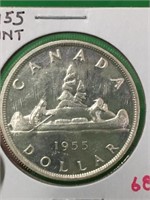 1955 Canadian Silver Dollar Coin