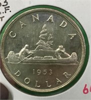 1953 "n.s.f." Canadian Silver Dollar Coin