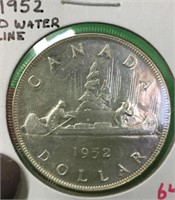 1952 "n.w.l." Canadian Silver Dollar Coin