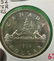 1952 "w.l." Canadian Silver Dollar Coin