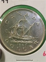1949 Canadian Silver Dollar Coin