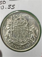 1950 (a.u.55) Canadian Silver 50 Cent Coin