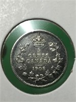 1908 (e.f.45) Canadian Silver 5 Cent