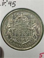 1949 (e.f.45) Canadian Silver 50 Cent Coin