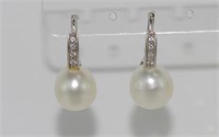 18ct white gold, south sea pearl &diamond earrings
