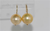 Golden pearls on 9ct gold hooks