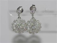 18ct white gold, circular diamond earrings