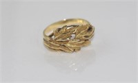 14ct yellow gold, leaf form ring