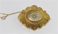 Victorian 18ct yellow gold & diamond brooch