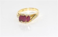 18ct yellow gold ruby and diamond ring