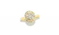 18ct yellow gold, diamond cluster ring