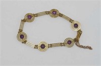 15ct yellow gold and amethyst bracelet