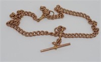 9ct rose gold fob chain with t-bar
