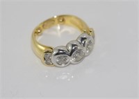 18ct two tone gold diamond set ring
