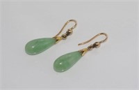 Vintage 14ct gold and jade drop earrings