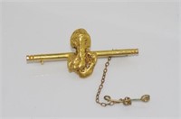 9ct brooch with gold nugget (approx 22-23ct)