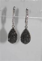 18ct white gold, black & white diamond earrings