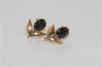 9ct yellow gold, stone set flower earrings
