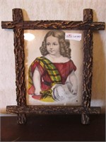 Folk art wood frame with lithograph by Currier