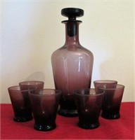 Amethyst decanter set with 6 shot glasses