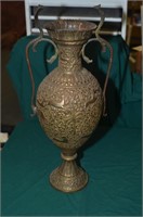 PERSIAN LARGE BRASS VASE WITH COBRA HANDLES