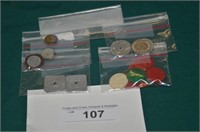 ASSORTED STATE TAX TOKENS & ONE CALDWELL BUS TOKEN