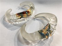 Two Art Glass Cuff Bracelets