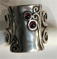 Israel Sterling Silver Ring With 2 Garnets
