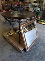 METAL & GLASS BISTRO TABLE & BEVELED MIRROR