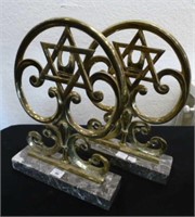 Pair of Judaica bronze plaques