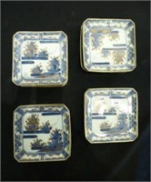 Group of imari pattern square porcelain dishes