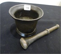 Antique bronze mortar and pestle