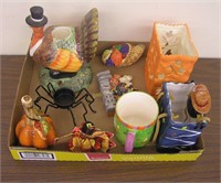 Decorative Lot: Tea Lamps & Pumpkin Bell
