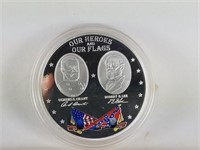 OUR HEROES OUR FLAGS COMMEMORATIVE SILVER PLATED