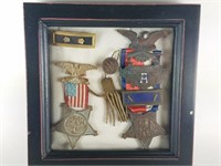FRAMED DISPLAY OF GRAND ARMY OF THE REPUBLIC