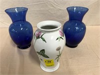 (3) Vases - (1) Lennox and (2) Cobalt Blue Glass