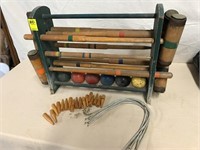 Early Croquet Set and Rack