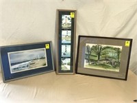 (3) Framed pictures - watercolors and prints