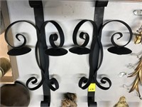Pair of Black Iron Wall Sconces