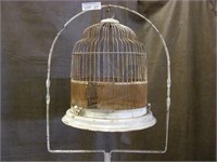 Vintage Birdcage w/ Wrought Iron Stand