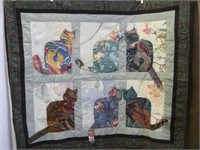 Small Wall Hanging Cat Quilt 44"x36"
