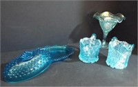 SELECTION OF BLUE GLASSWARE