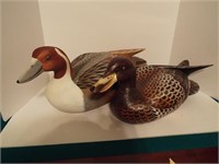 PAIR OF HAND PAINTED WOODEN DUCKS