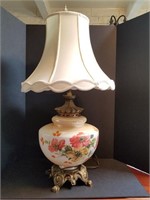 VINTAGE HAND PAINTED LAMP WITH SHADE