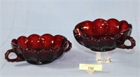 Two Royal Ruby Handled Dishes